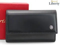 【外超美品】カルティエ Cartier パシャ 6連キーケース キーリング キーホルダー ブラック シルバー金具 カーフレザー L3000127のサムネイル
