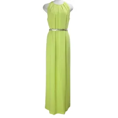 ビーシービージーマックスアズリア BCBGMAXAZRIA ロングワンピース ノースリーブ ベルト付き XXS 黄 イエロー /Xのサムネイル