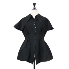AKIRANAKA アキラナカ ブラウス ブラック 黒 サイズ:2(M) ビックカラー ペプラム シャツブラウス ノースリーブ Aライン フレア コットン シルク 日本製 トップス【レディース】【中古】のサムネイル