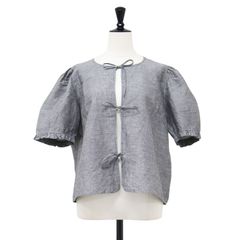 ネストローブ nestRobe UpcycleLino ストライプリボンブラウス - メルカリ