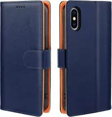iPhone x ケース iPhone xs ケース手帳型 x手帳 xs手帳 スマホケース 手帳型 携帯カバー レザー 耐衝撃 耐摩擦 全面保護 マグネット式 カード収納 スタンド機能 手触りが良い 人気 上質 5.8インチ対応(ブルー)のサムネイル