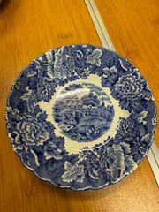 骨董Blue Willowブルーウィロー円形1枚楕円形4枚計5枚セット食器陶磁器