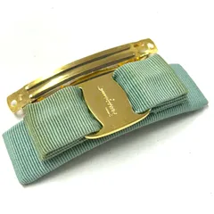 フェラガモ Salvatore Ferragamo ヴァラリボン バレッタ CELADON ペールグリーン系 レディース ヘアアクセサリー 髪留め ※破損ありのサムネイル