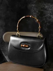 GUCCI グッチ 000 46 バンブー ハンドバッグ レザー ブラック オールドグッチ ヴィンテージのサムネイル