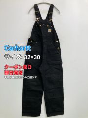 カーハート】オーバーオール ダック地 32×28相当 黒 フェード 人気 j