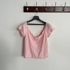 モスキーノ フール シルク ピンク ギンガム CHECK シャーリング トップス ブラウスのサムネイル