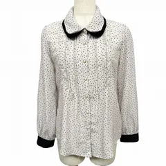 【中古】[印象AB] r・p・s アールピーエス シャツ ブラウス レディース M ベージュ ピンクベージュ系 ポリエステル100% やや薄手 ドット柄 長袖 中国製 古着 わずかに透け感 丸襟 ラウンドカラー 二重襟 ピンタック パフスリーブ ロングスリーブのサムネイル