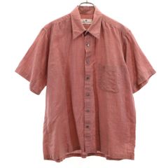 PIERRE BALMAIN ピエールバルマン リネンブレンド 半袖 シャツ L レッド メンズ 古着
