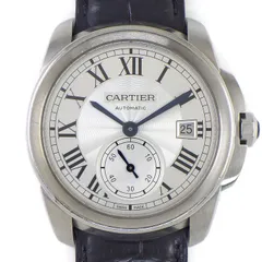 カルティエ Cartier 腕時計 カリブル WSCA0003 デイト スモールセコンド 裏スケ ギョーシェ シルバー文字盤 SS ブラック クロコダイル レザーベルト 自動巻き 【中古】のサムネイル