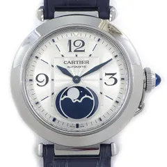 カルティエ Cartier 腕時計 パシャ ドゥ カルティエ WSPA0030 シルバーギョーシェ文字盤 ムーンフェイズ 裏スケ アリゲーターレザーベルト SS 自動巻き 【中古】のサムネイル