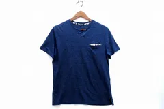 【233072】Aquascutum アクアスキュータム  リネン クラブチェックポケット キーネック 半袖Tシャツ カットソー メンズ  Lのサムネイル