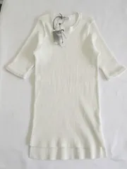 【233106】AURALEE オーラリー  ×ESTNATION　GIZA HIGH GAUGE RIB KNIT TEE　五分袖  ・1 A9ST01HR 白のサムネイル