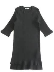 【233114】レア/ 未着用 AURALEE オーラリー  GIZA HIGH GAUGE RIB KNIT TEE　綿　五分袖  ・1 A20ST01HR ブラックのサムネイル