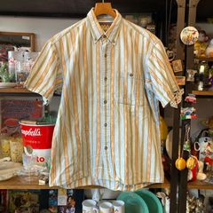 MP472) CHAPS Ralph Lauren ストライプ ボタンダウン 半袖シャツ M 