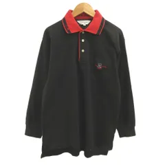 ピエールカルダン Pierre Cardin ポロシャツ L 赤 レッド 黒 ブラック 無地 長袖 ポケット /RY ■ECC006のサムネイル