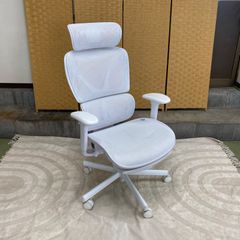 ホワイト メッシュ ゲーミングチェア フットレスト付き - メルカリ