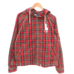 ポロ バイ ラルフローレン Polo by Ralph Lauren フーデッドジャケット L 赤 レッド チェック柄 ジップアップ /NL ■ECE006のサムネイル
