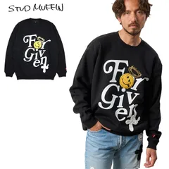 スタッドマフィン トレーナー STUD MUFFIN スウェット トップス 裏起毛 ニットワッペン メンズ レディース ブランド 大きいサイズ おしゃれ おすすめ 人気 黒 stdmfn24aw007 ブラック  M L XLのサムネイル