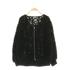 グレースコンチネンタル GRACE CONTINENTAL 25SS テープ刺繍Vネックブルゾン ジップアップ メッシュ 36 ブラック /MY ■OSのサムネイル