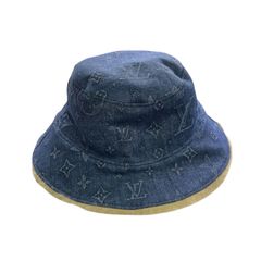 LOUIS VUITTON 루이비토N 비톤 LV 보네 시어링 모노그램 별자리 / 버킷 모자 M77126 AL1221 블루 베이지 바케하 인디고 퍼 모코모코 데님 겨울 겨울 남성 유니섹스