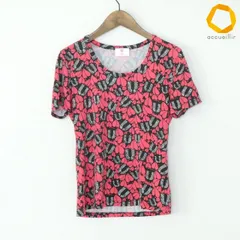 #s ユーバイウンガロ U by ungaro Tシャツ M 黒 ピンク系 半袖 総柄 ハート ゼブラ 日本製 カットソー レディース [999590] k01のサムネイル