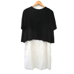 ドレステリア DRESSTERIOR ワンピース 半袖 ロング 切替 バイカラー 36 ブラック 黒 /KT29のサムネイル