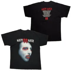 音楽 ロック ダーク系 マリリン・マンソン プリント 半袖Tシャツ メンズ ストリート カジュアル ブラックOのサムネイル