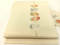 平和屋着物●人間国宝・羽田登喜男　九寸名古屋帯　成り物　鬼しぼ縮緬　正絹　逸品　CABJ0646vpのサムネイル