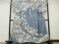 平和屋着物＊夏物 男性 色無地 絽 老竹色 洗える着物 DABH0281op