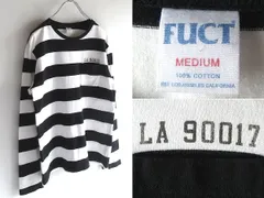 FUCT ファクト LA 90017プリント コットン 太ボーダー カットソー ロンT ポケットTシャツ M ブラック ホワイト 白黒のサムネイル