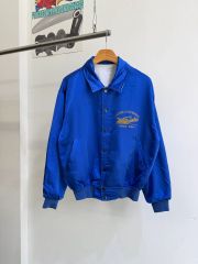 90s vintage スタジャン 本革 レザー CANADA製 企業物ネイビー - メルカリ