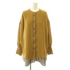 アメリヴィンテージ Ameri VINTAGE 2WAY SOFT TWIST STRIPE TOP シャツストライプ 長袖 F マスタード グレー /HK ■OSのサムネイル
