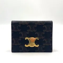 【新着】CELINE バイフォールド トリオンフ レザー、PVC ブラウン、ライトブラウン カードケース ゴールドのサムネイル