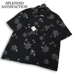 【新品 未使用】 SPLENDID SATISFACTION スプレンディッド サティスファクション★ 半袖 花柄 総柄 アロハ シャツ Sz.LL  黒のサムネイル