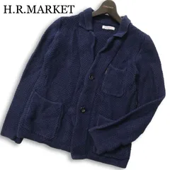 H.R.MARKET ハリウッドランチマーケット 通年★ 麻 リネン混 ハニカム ニット ジャケット カーディガン Sz.1 メンズ 紺のサムネイル