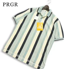 【新品 未使用】 PRGR プロギア 春夏★ 半袖 鹿の子 ストライプ ドライ ポロシャツ 日本製 Sz.MA メンズ ゴルフのサムネイル