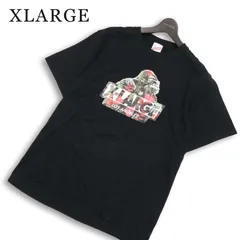 XLARGE エクストララージ 春夏★ 半袖 ロゴ ボタニカル柄 Tシャツ カットソー Sz.L メンズ 黒のサムネイル