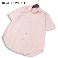 【美品】BLACK&WHITE ブラック＆ホワイト ゴルフ 春夏★ 半袖 ストライプ シャツ 日本製 Sz.L メンズのサムネイル
