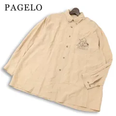 PAGELO パジェロ アンジェロ 通年★ 長袖 キャラクター ロゴ刺繍 ボタンダウン シャツ 大きいサイズ Sz.LL メンズのサムネイル