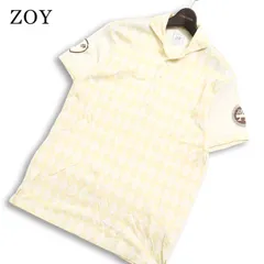 ZOY ゾーイ ゴルフ 春夏★ 半袖 鹿の子 アーガイル柄 切替 ロゴ刺繍 ポロシャツ 日本製 Sz.1 メンズのサムネイル