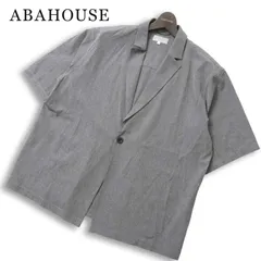 ABAHOUSE アバハウス 春夏★ 半袖 オーバーサイズ 360°ストレッチ サマー リラックス ジャケット Sz.48 メンズ グレーのサムネイル
