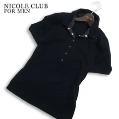 NICOLE CLUB FOR MEN ニコルクラブ フォーメン 春夏 二重襟★ 半袖 スリム ポロシャツ Sz.46 メンズ 黒のサムネイル