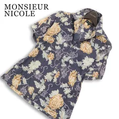 MONSIEUR NICOLE ムッシュ ニコル 春夏★ 半袖 総柄 花柄 ボタニカル柄 アロハ シャツ Sz.46 メンズのサムネイル