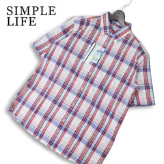 【新品 未使用】 SIMPLE LIFE シンプルライフ レナウン 涼感 半袖 ボタンダウン チェック シャツ 大きいサイズ Sz.LL メンズのサムネイル