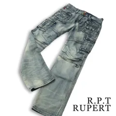R.P.T RUPERT ルパート USED加工★ 立体裁断 ジップ バイカー ブーツカット カーゴ デニム パンツ ジーンズ Sz.L メンズのサムネイル