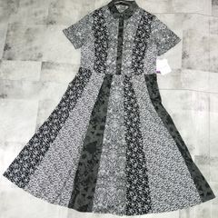 高級☆レオナール コットン ワンピース 花柄 トリム ゆったり XL相当