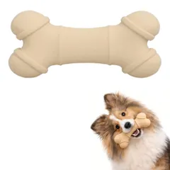 犬 おもちゃ 噛む 骨型 犬用 天然ゴム 噛むおもちゃ 中型犬 大型犬対応 洗える デンタル歯垢除去 口臭予防 ストレス解消 安心素材 ひとり遊び プレゼント (オフホワイト)のサムネイル