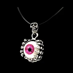 【N078】ネックレス メンズ レディース レッド 赤 ブル― 青 おしゃれ スカル アイ 目玉 アクセサリー ペンダント ファッション