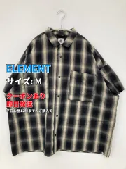 ELEMENT エレメント シャツ/ブラウス M ブラック コットン チェック柄 ブランドロゴ ミドル丈 半袖 レギュラーカラー メンズのサムネイル