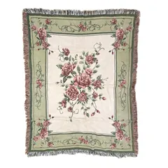 vintageラグ ブランケット マルチカバー タペストリー フラワー 花 バラ ローズ Rug Blanket Floral 3559のサムネイル